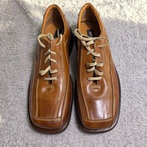 Bottesini Square Toe Oxfords Italian Leather Brown Loafers Shoes Mens 13 M